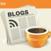 a cup of coffee with newspaper on orange colors